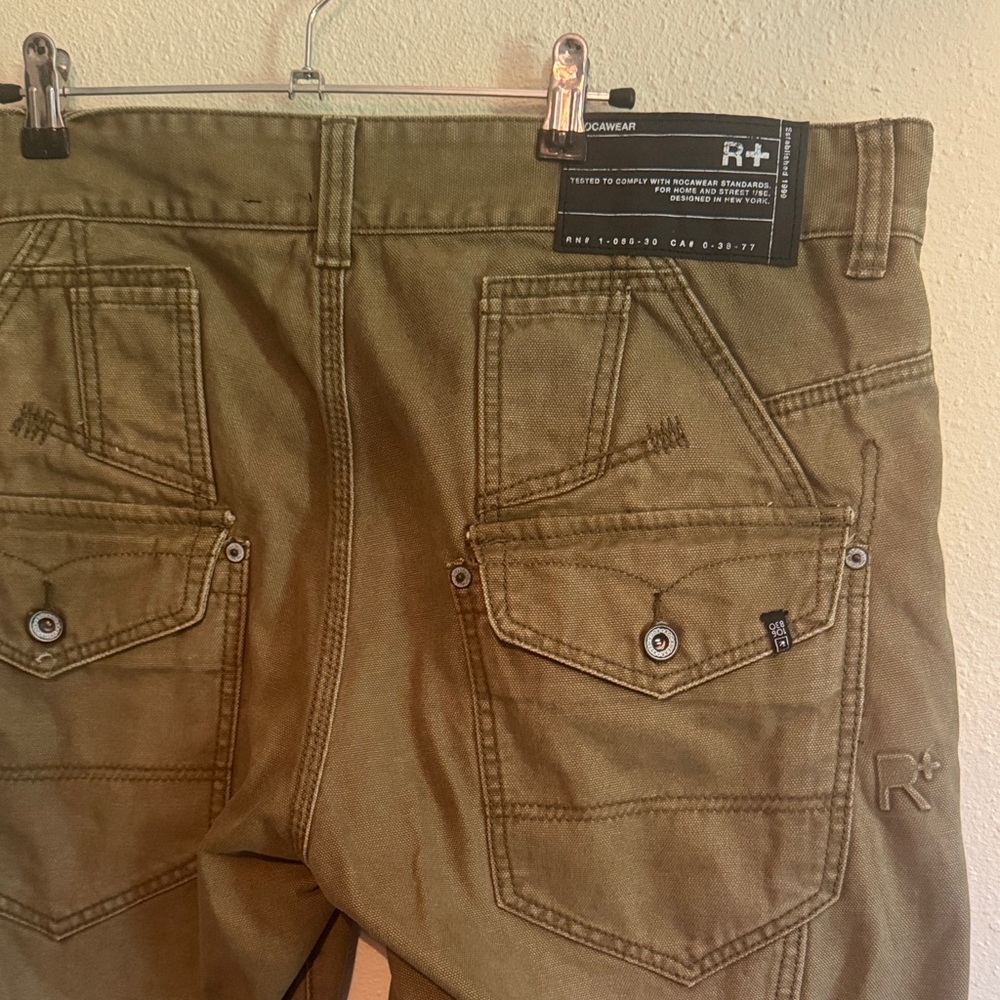 Rocawear Olive Green Cargo Pants with Back Flap Pockets